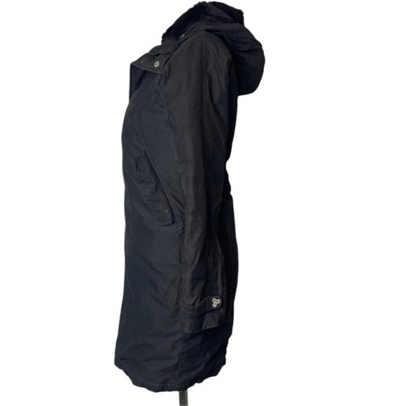 ARITZIA TNA Women's Black Faux Fur Hooded Waterproof Long Parka SizeXS Pre-Owned - Picture 4 of 15